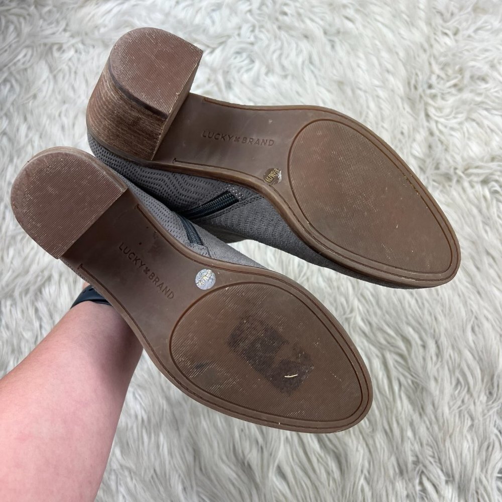 Lucky Brand Women's Gray Suede Pickla Booties - Picture 8 of 9